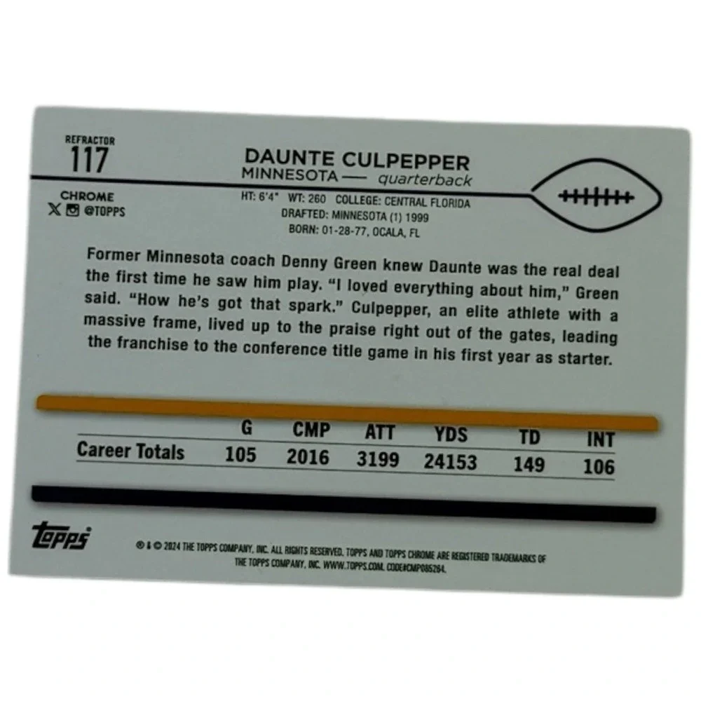 2024 Topps Chrome‎ Daunte Culpepper #117 - Minnesota Vikings